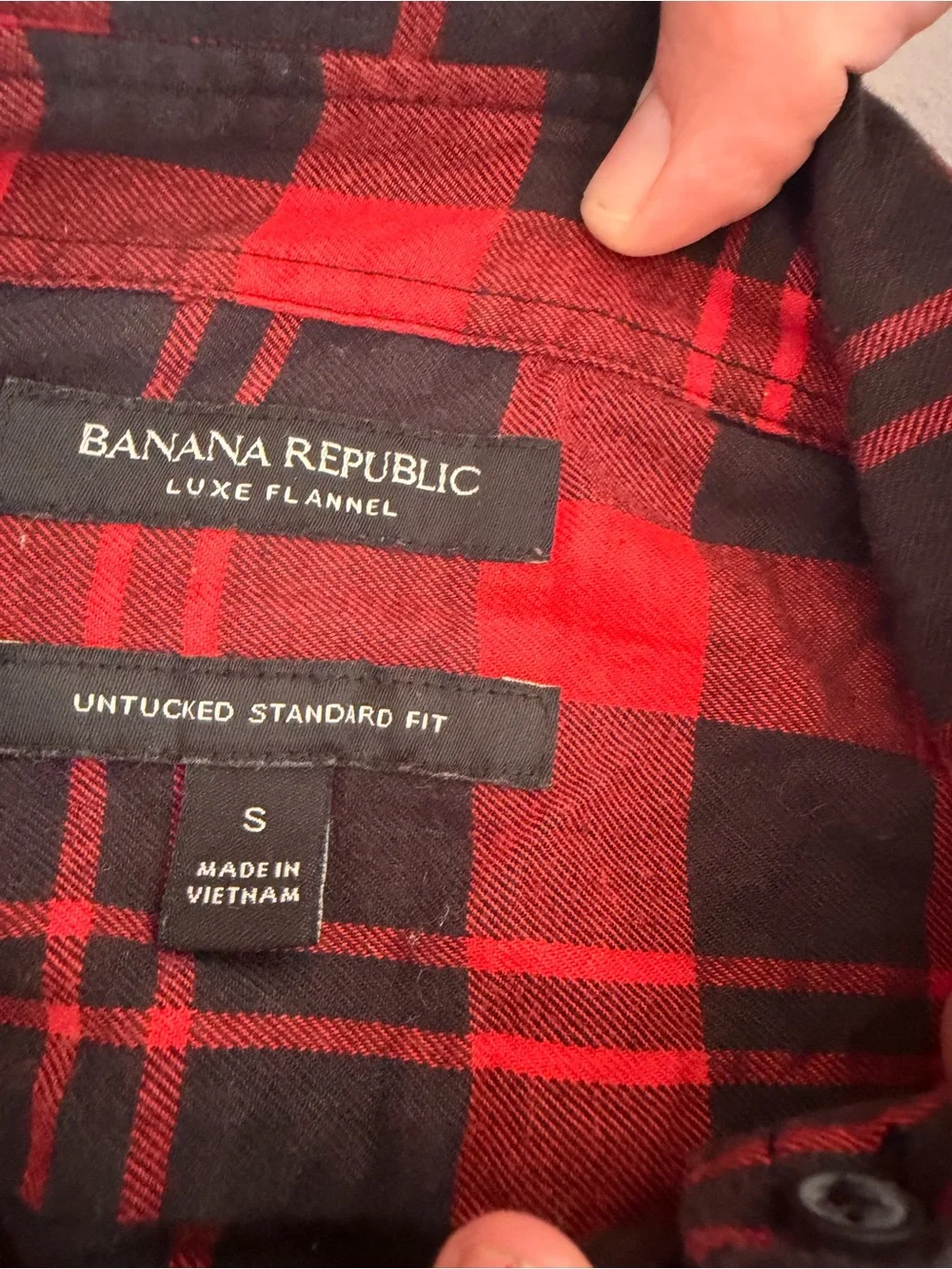 Banana Republic Red and Black Plaid Button-Down Shirt